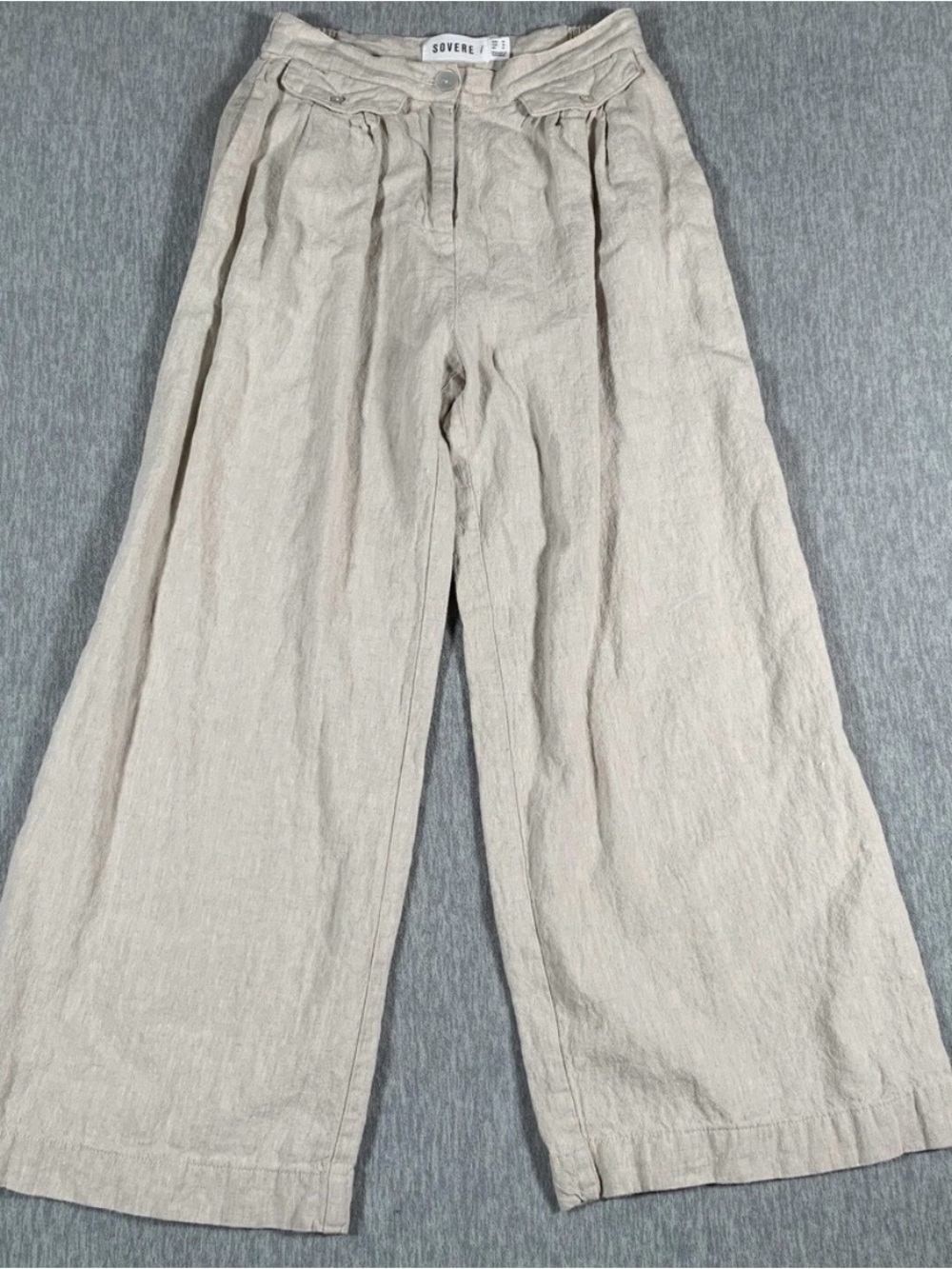 Anthropologie Wide-Leg Linen-Blend Pants in Light Beige